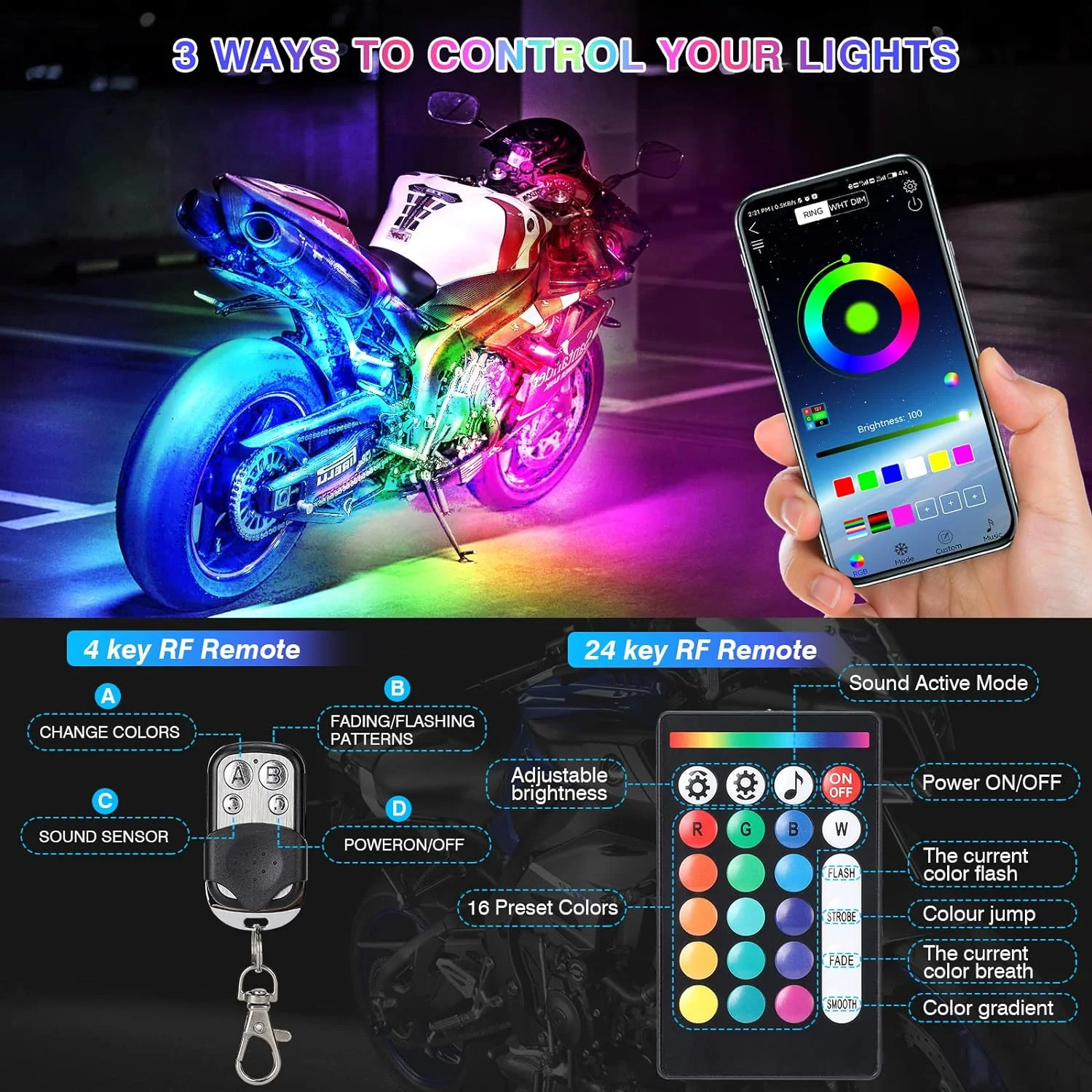 12pcs Motorcycle Led Light Kit With Brake Light Turn Signal - Image 2