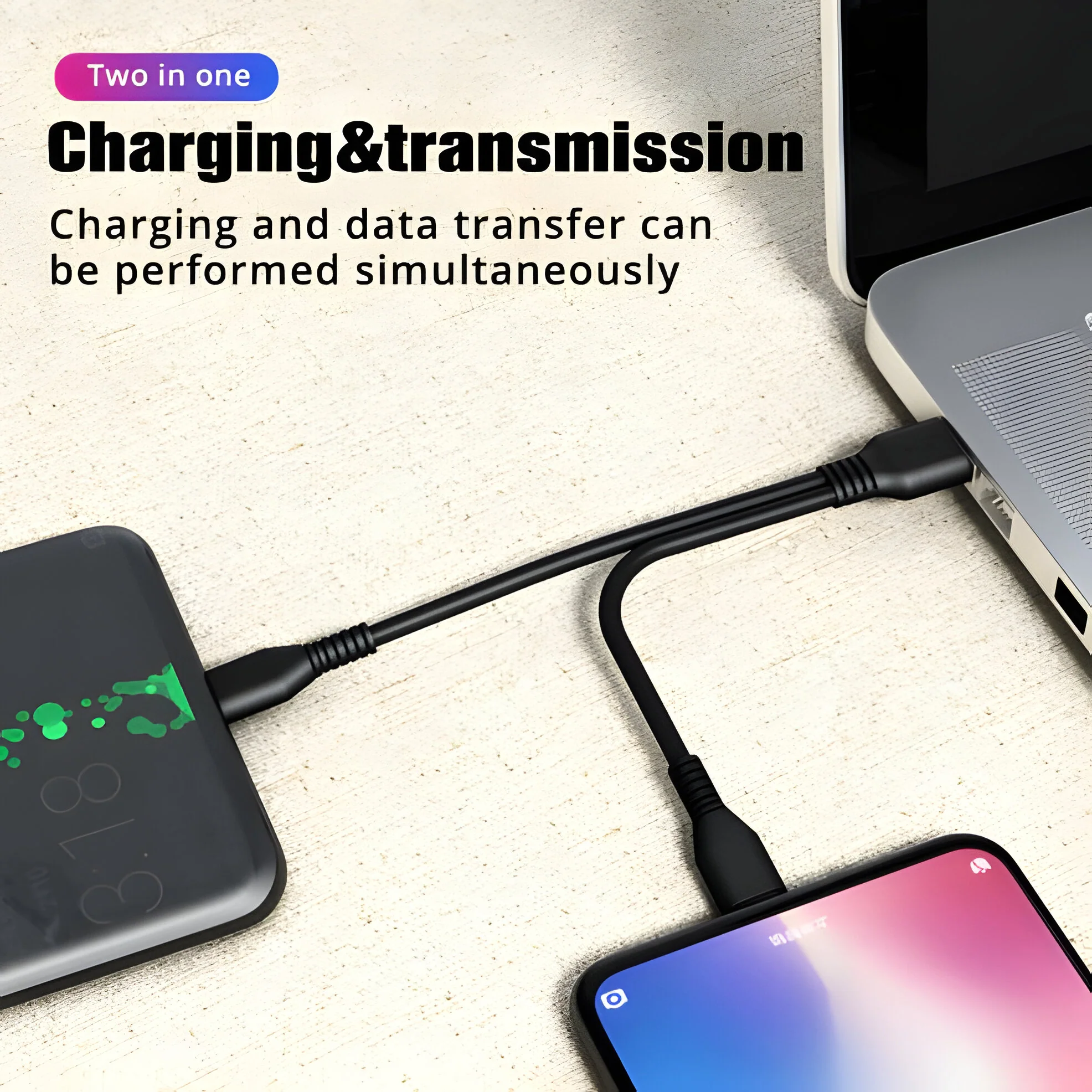 2 in 1 Charging Cable Multi USB Port - Image 4