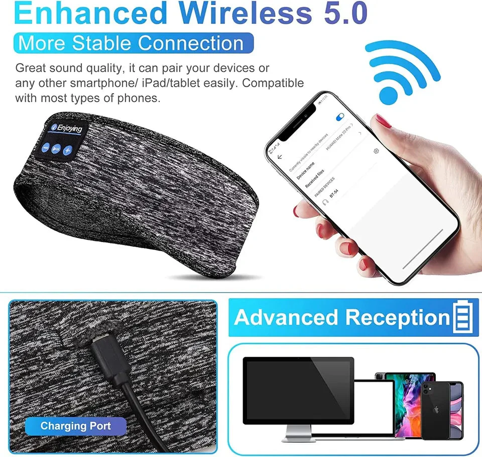 2-in-1 Wireless Sleeping Headphones, Sports Headband, for Sleeping, Workout, Jogging, Insomnia - Image 4