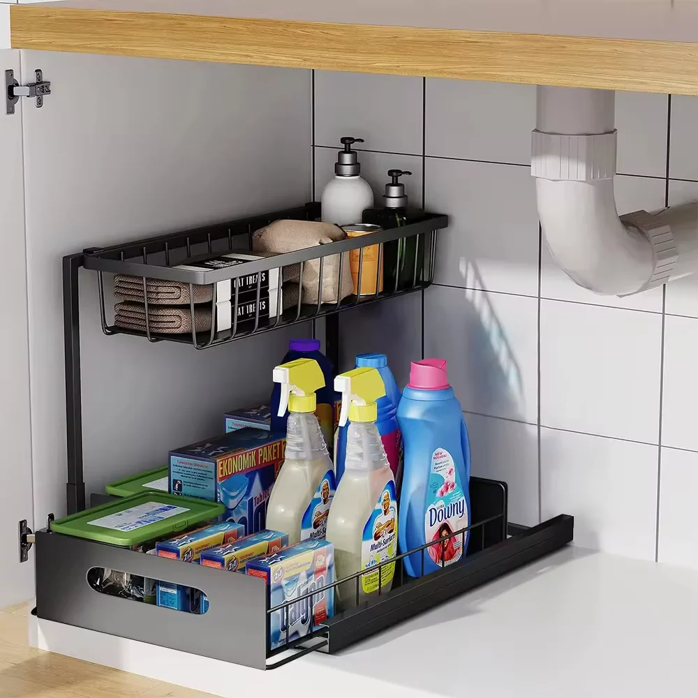 2 Tier Slide Out Under Sink Organizer - Image 3