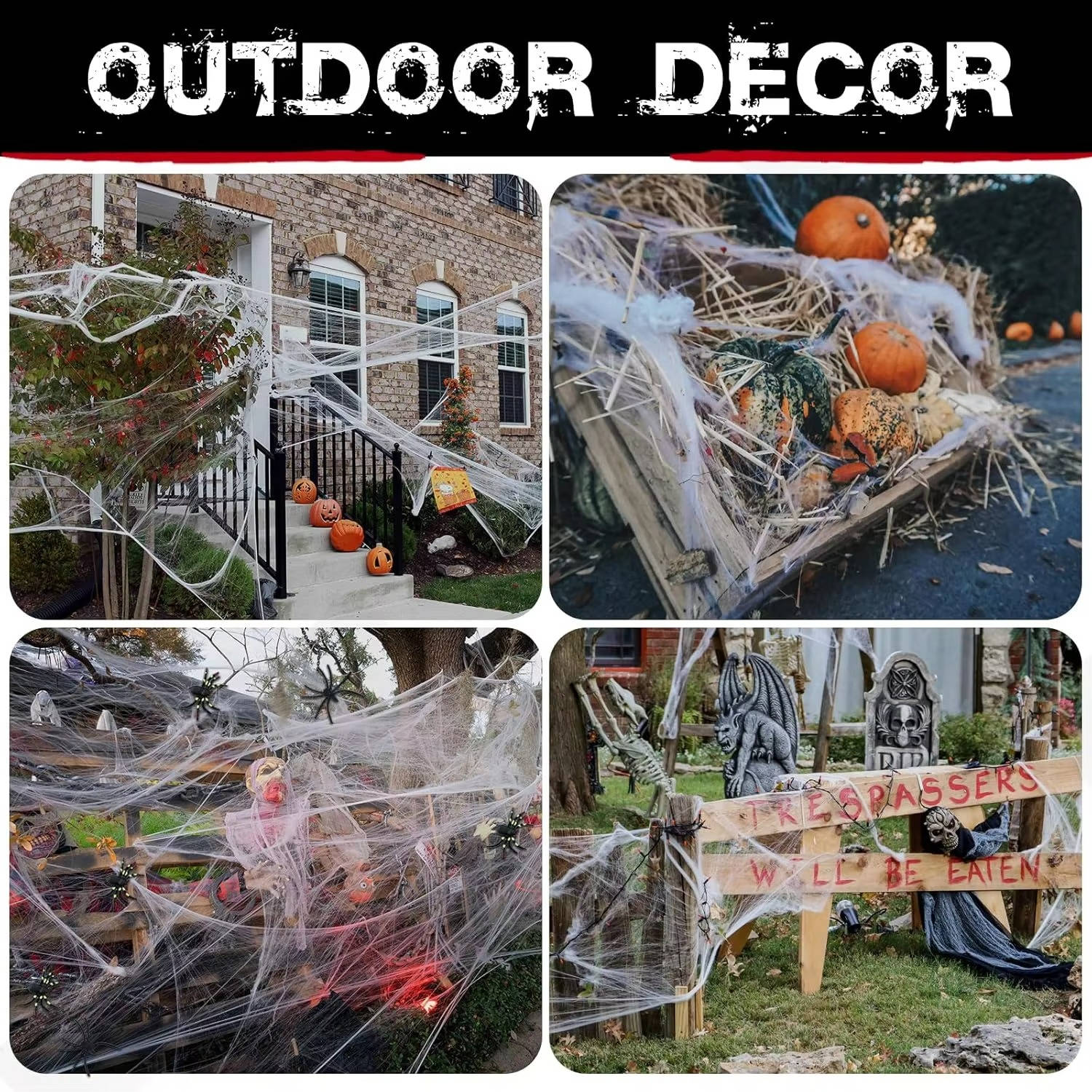 200 Sqft Spider Webs Halloween Door Decorations With Fake Spiders - Image 8