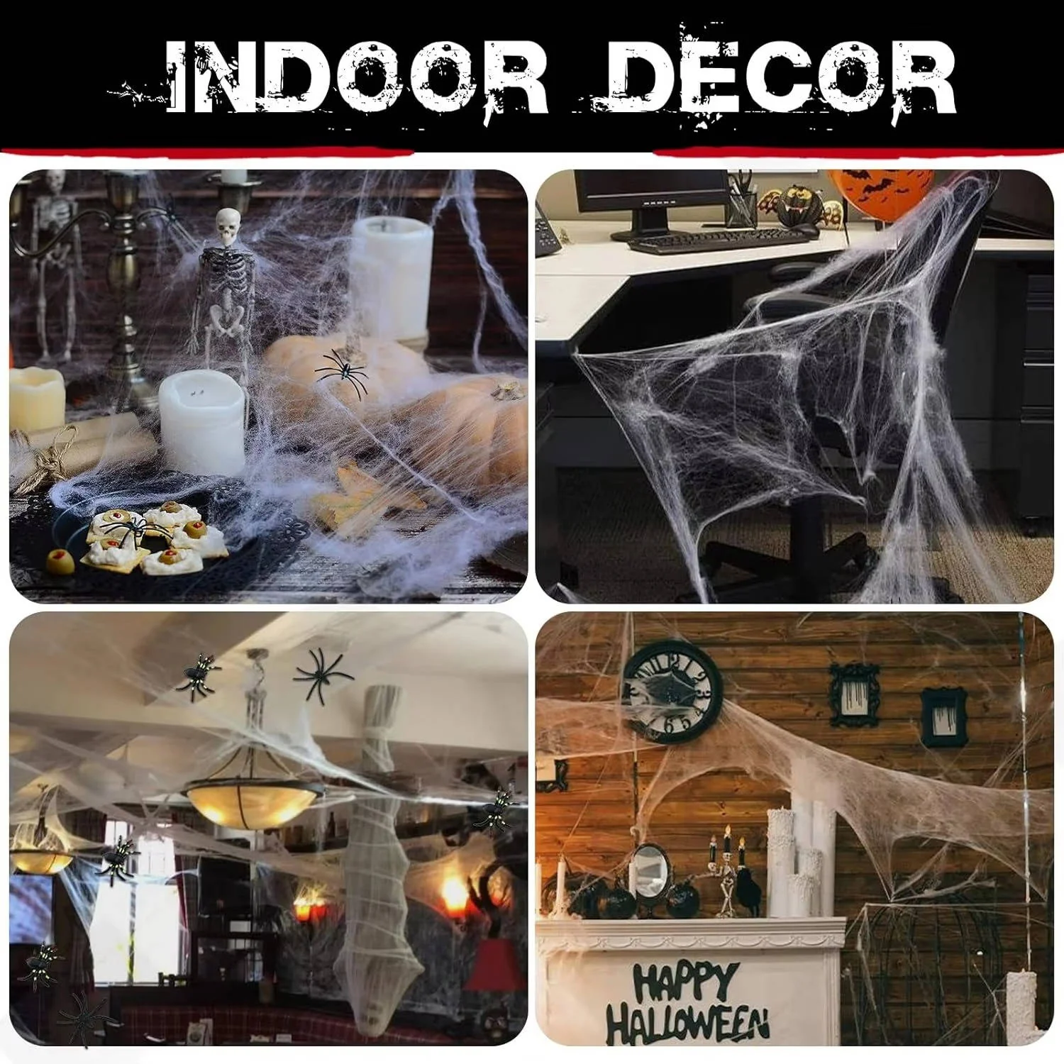 200 Sqft Spider Webs Halloween Door Decorations With Fake Spiders - Image 9