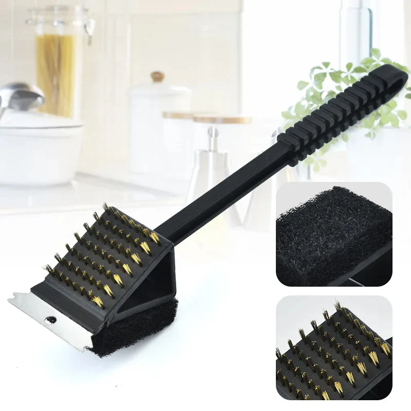 3 in 1 Barbecue Grill Brush with Scraper and Sponge - Image 4