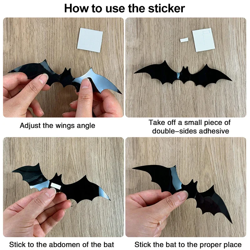 3D PVC Halloween Bats Wall Stickers - Image 4