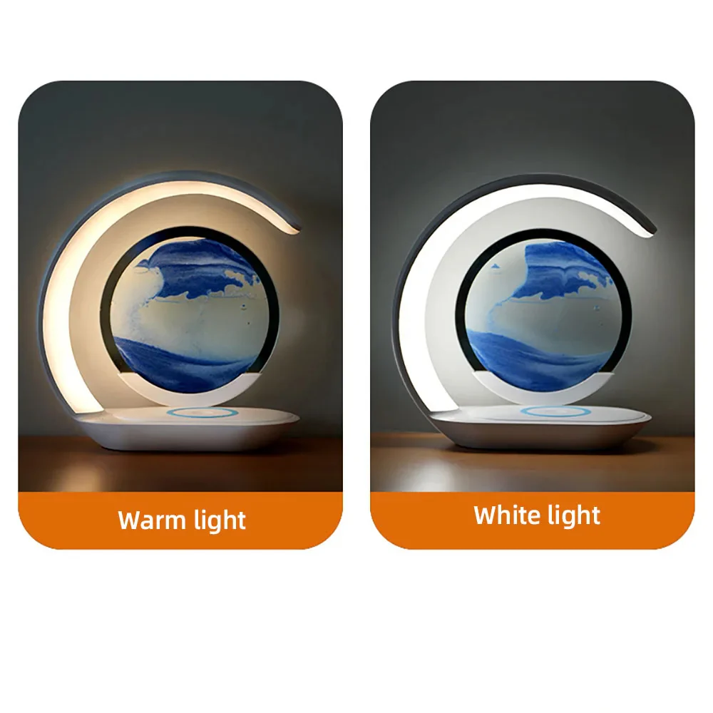 3D Sand Art Table Lamp with Wireless Charger - Image 2
