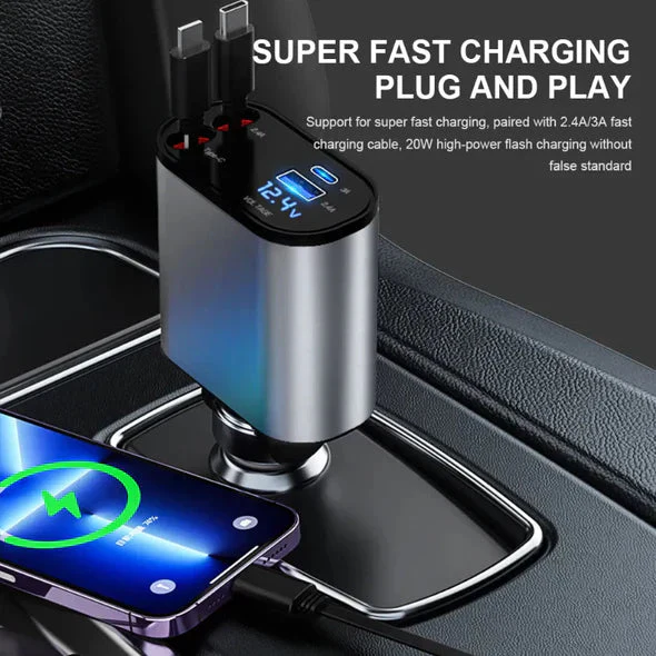 4 In 1 Retractable Car Charger - Image 2
