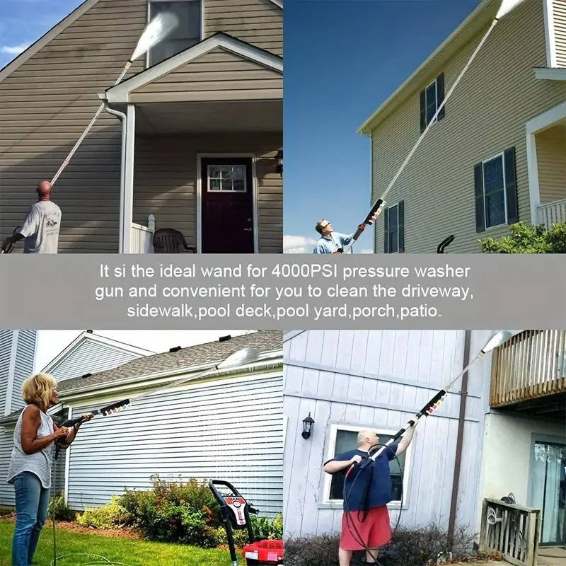 4000 PSI Telescoping High Pressure Power Washer Extension Wands For Gutter & Roof Drainage & Walls Cleaning - Image 6