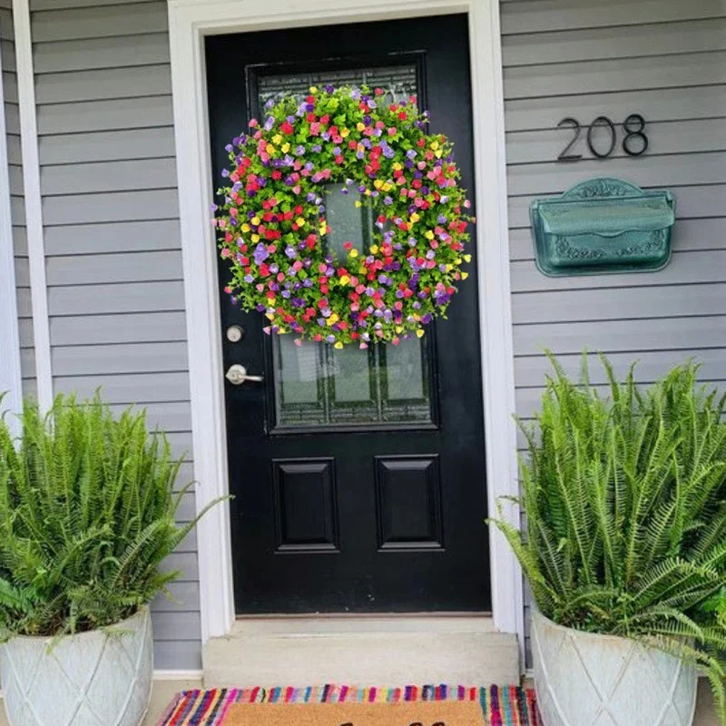 Artificial Colorful Wildflower Spring Wreath - Image 3