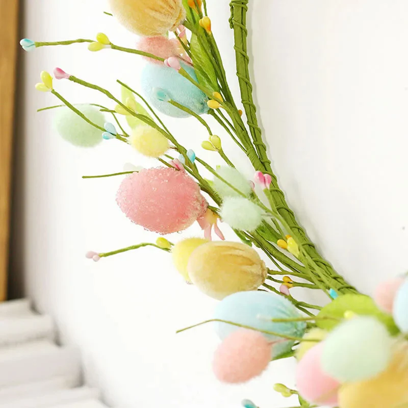Spring Floral Colorful Easter Egg Wreath - Image 3