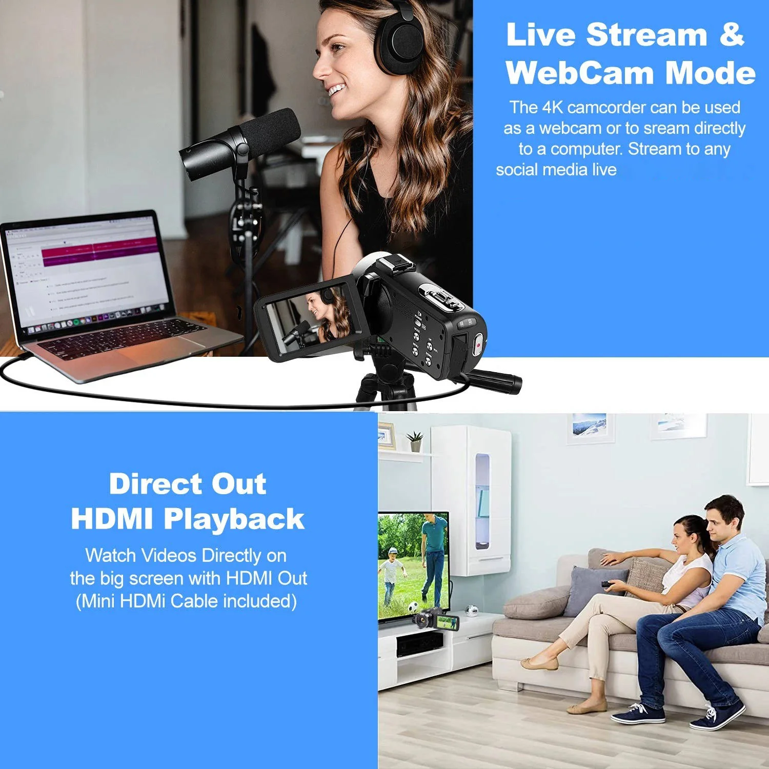 4K Video Camera Camcorder YouTube Vlogging WiFi 48MP Camera - Image 2