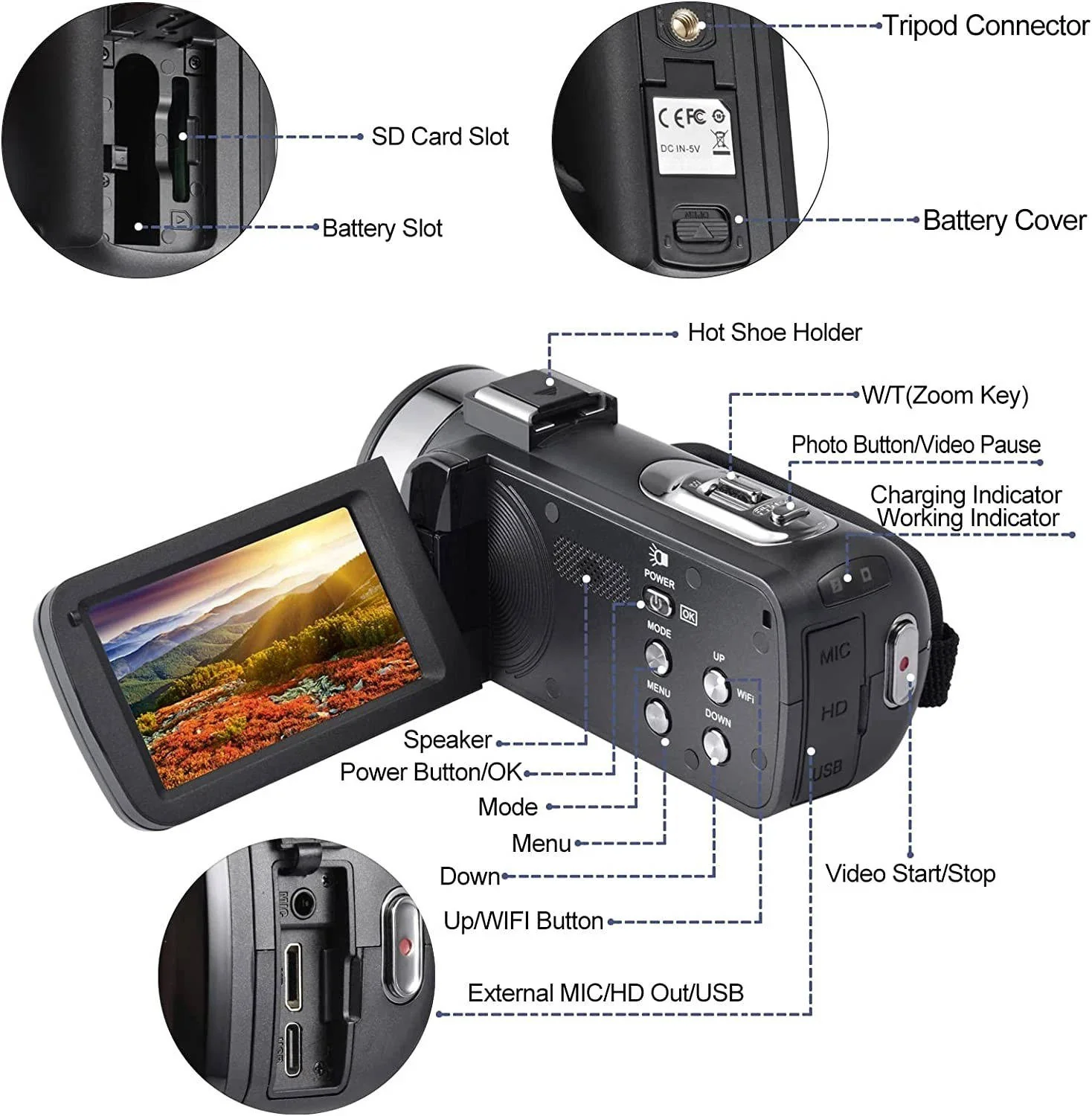 4K Video Camera Camcorder YouTube Vlogging WiFi 48MP Camera - Image 5