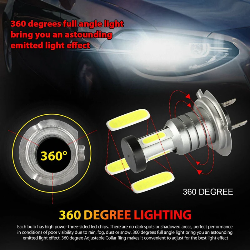 4x H7 LED Headlight Bulb Kit - Image 3