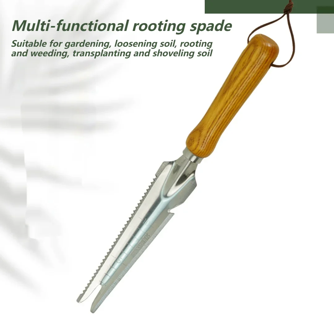 5-in-1 Stainless Steel Weed Puller Tool with Beech Handle - Image 3