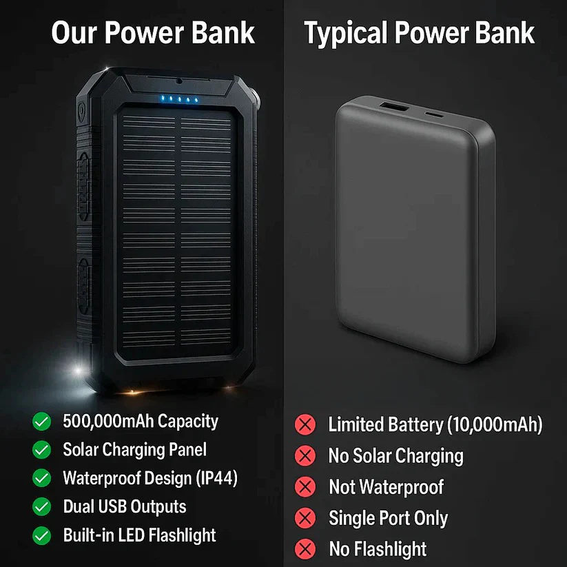 500000mAh Solar Charger Waterproof Power Bank External - Image 8