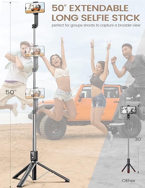 6 In 1 Wireless Bluetooth Selfie Stick With Fill Light - Image 6