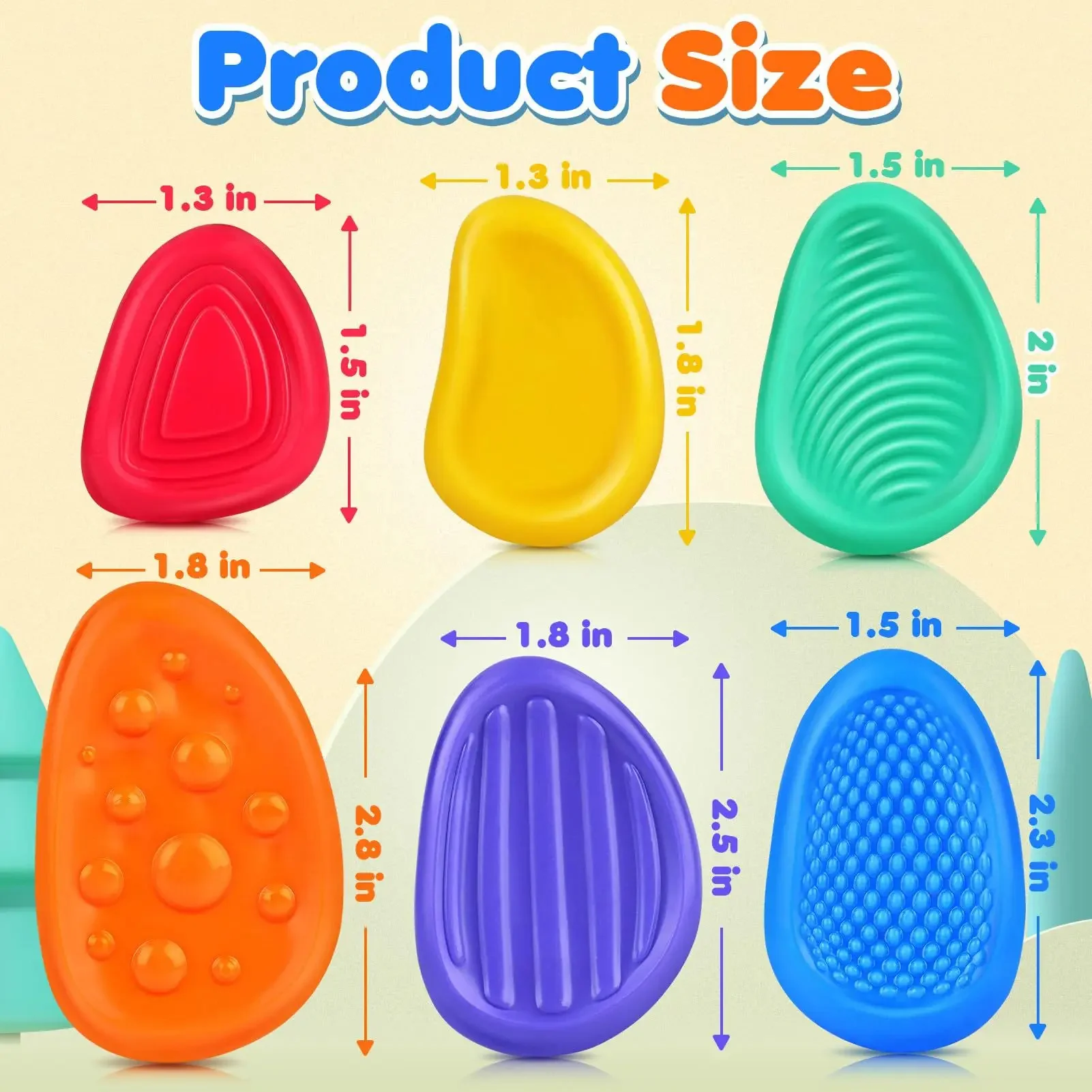 6 Pack Silicone Sensory Stone Fidget Toys - Image 4