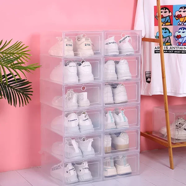 6pcs Clear Shoe Box Stackable Plastic Organizer - Image 3