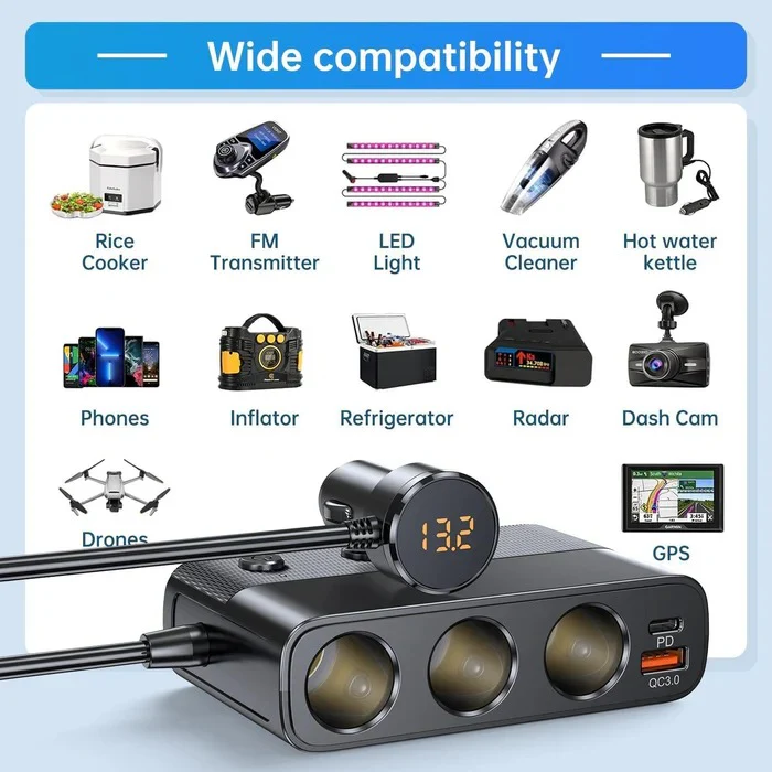 7-in-1 Car Cigarette Lighter Adapter - Image 3
