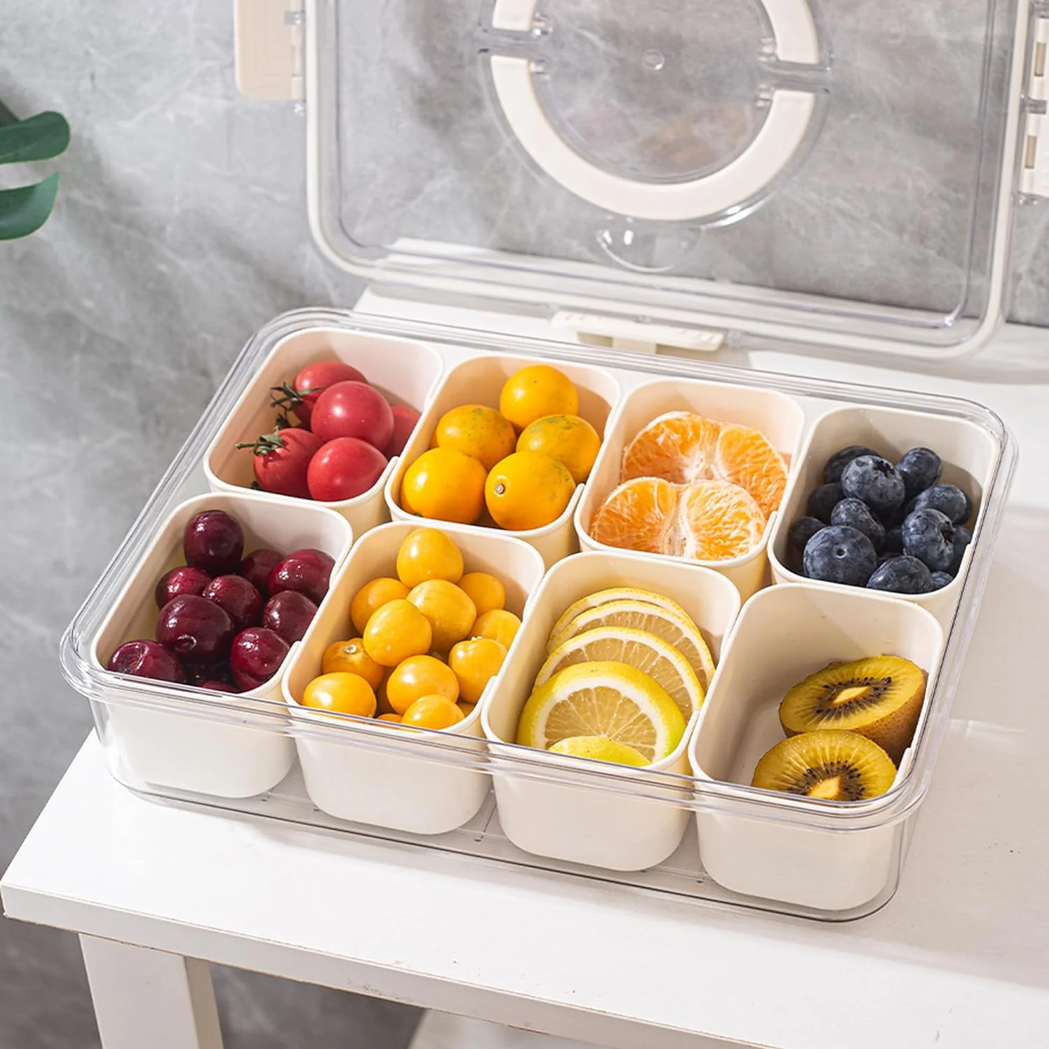 8 Compartments divided serving tray with Handle - Image 4