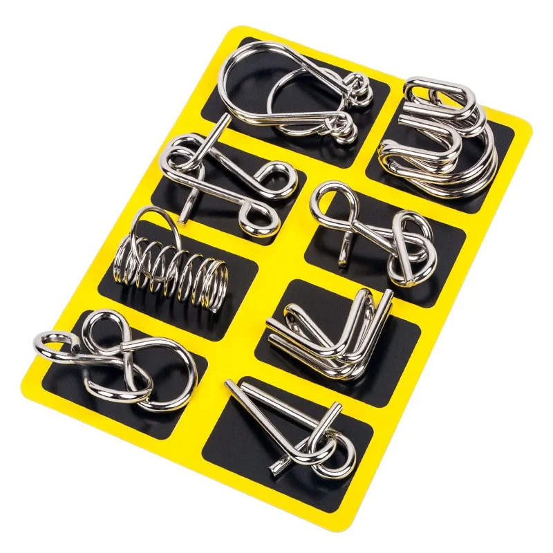 8 Piece Metal Puzzle Ring Set Brain Teaser Toys - Image 5
