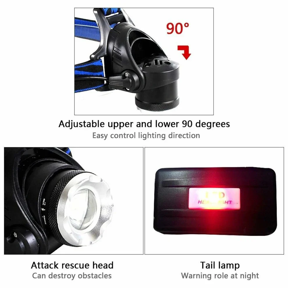 990000LM Rechargeable LED Headlamp - Image 5