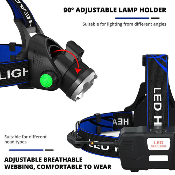 990000LM Rechargeable LED Headlamp Zoomable Torch Tactical Headlight Flashlight - Image 7