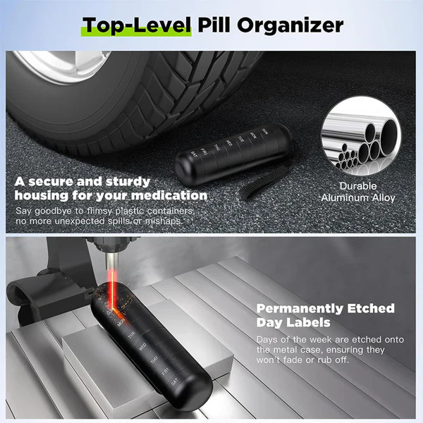 Aluminum 7 Days Portable Pill Organizer for Travel, Pill Box Pill Container - Image 10