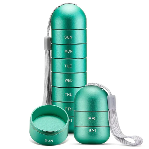 Aluminum 7 Days Portable Pill Organizer for Travel, Pill Box Pill Container - Image 2