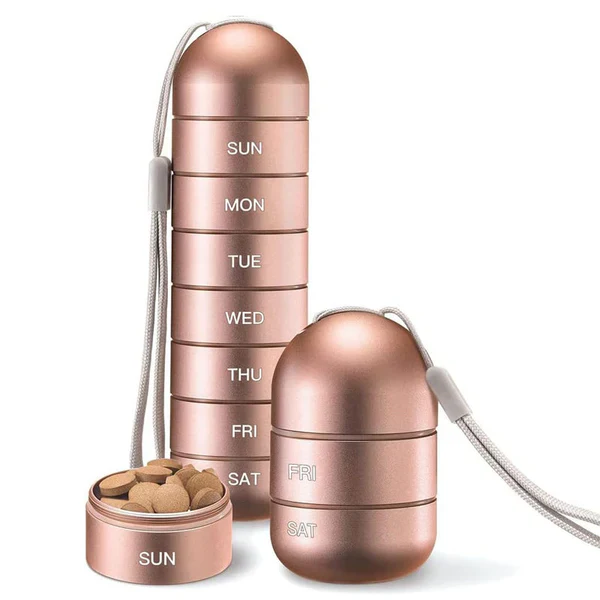 Aluminum 7 Days Portable Pill Organizer for Travel, Pill Box Pill Container - Image 4