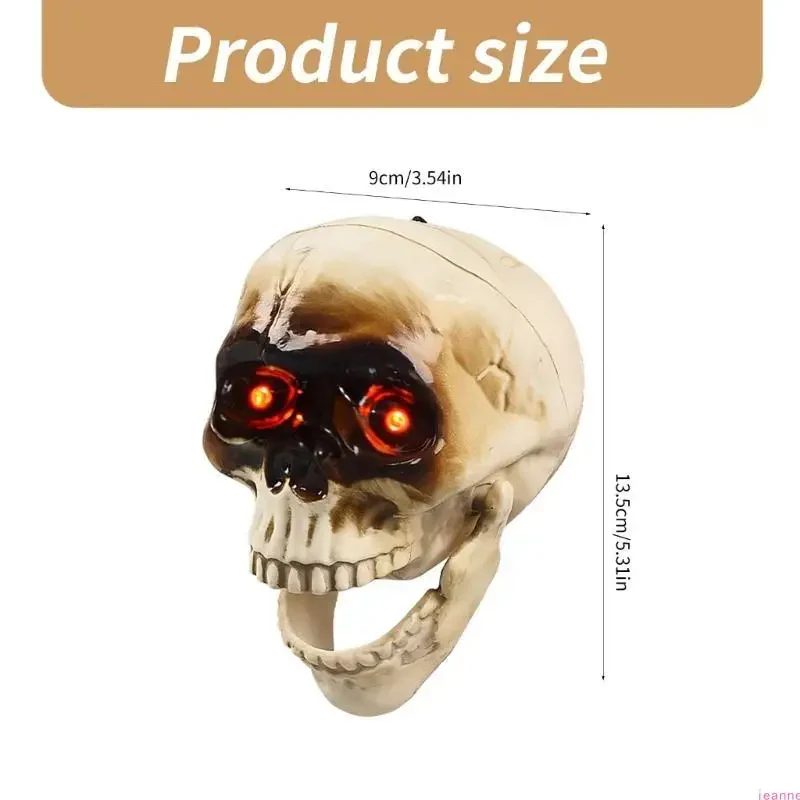Animated Halloween Skeleton Head with Flashing Eyes - Image 4