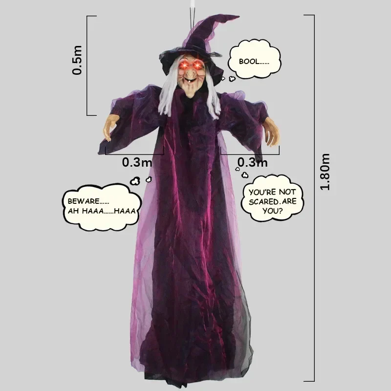 Animated Halloween Witch Decor with Sound and Glowing Eyes - Image 4