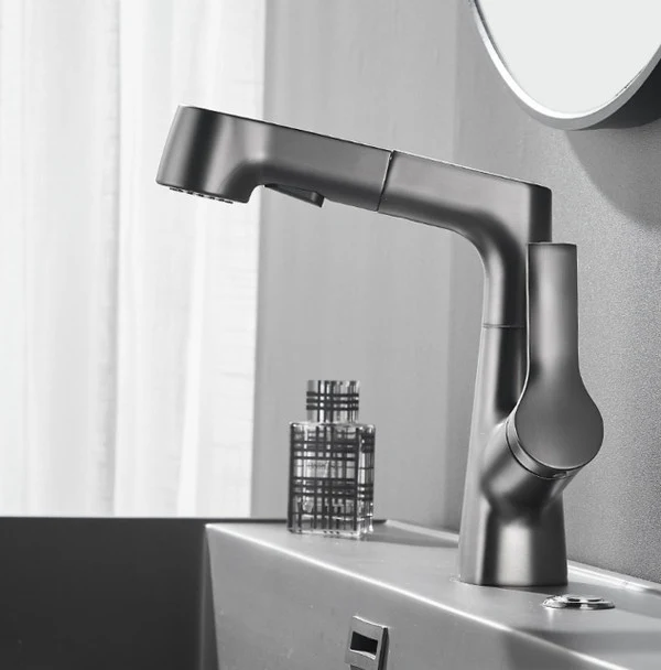 Bathroom Faucet With Rotating Retractable Hand Shower - Image 3
