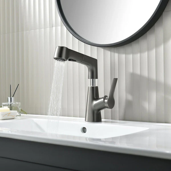 Bathroom Faucet With Rotating Retractable Hand Shower - Image 4