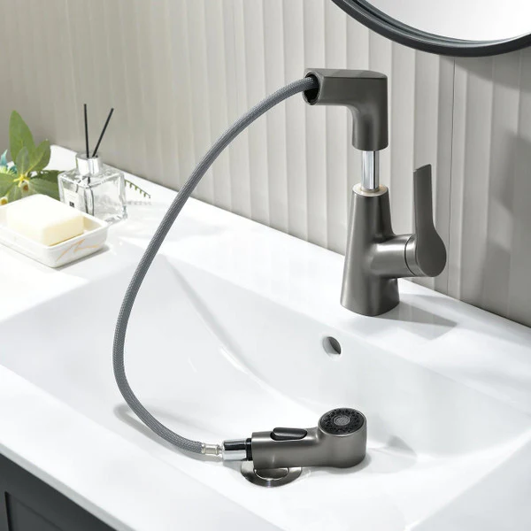 Bathroom Faucet With Rotating Retractable Hand Shower - Image 5