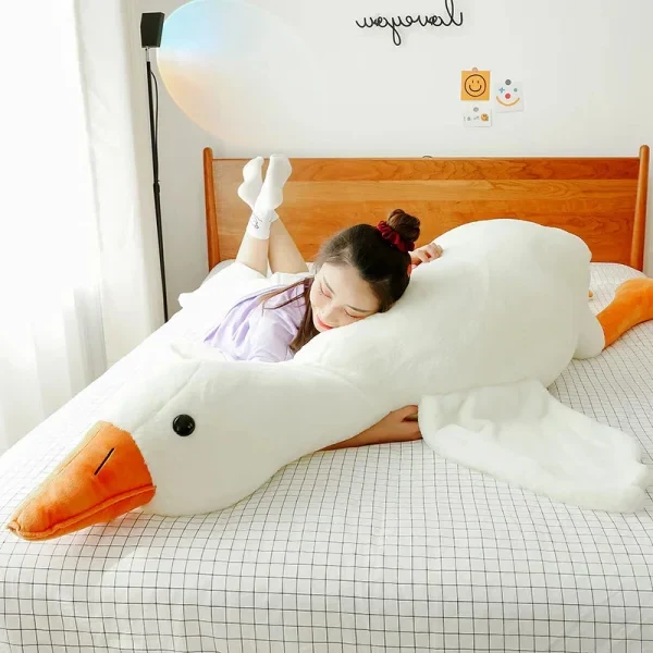 Big White Goose Throw Pillow Duck Sleeping Plush Toy Big Goose Doll Stuffed Toy - Image 2