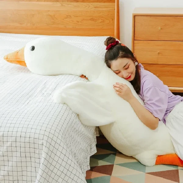 Big White Goose Throw Pillow Duck Sleeping Plush Toy Big Goose Doll Stuffed Toy - Image 4
