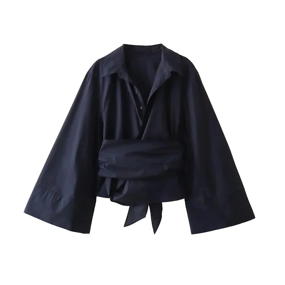 Blouse With Wide Bow Belt - Image 5
