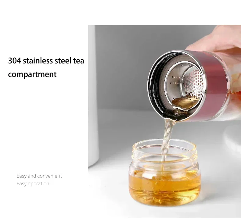 430ml Borosilicate Glass Double Layer Tea Infuser - Image 3