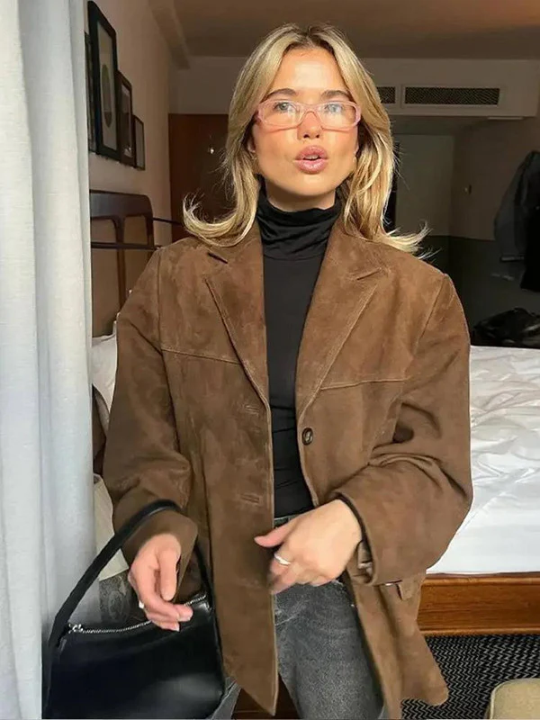 Brown Single-breasted Jacket - Image 3