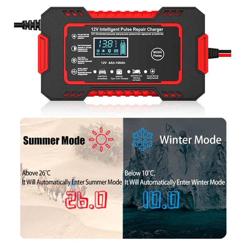 Car Battery Charger 12v 6a Pulse Repair LCD Display - Image 5