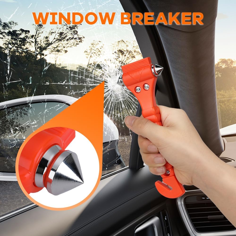 Car Safety Hammer Set Of 2 Emergency Escape Tool Auto Car Window Glass Hammer Breaker And Seat Belt Cutter - Image 3