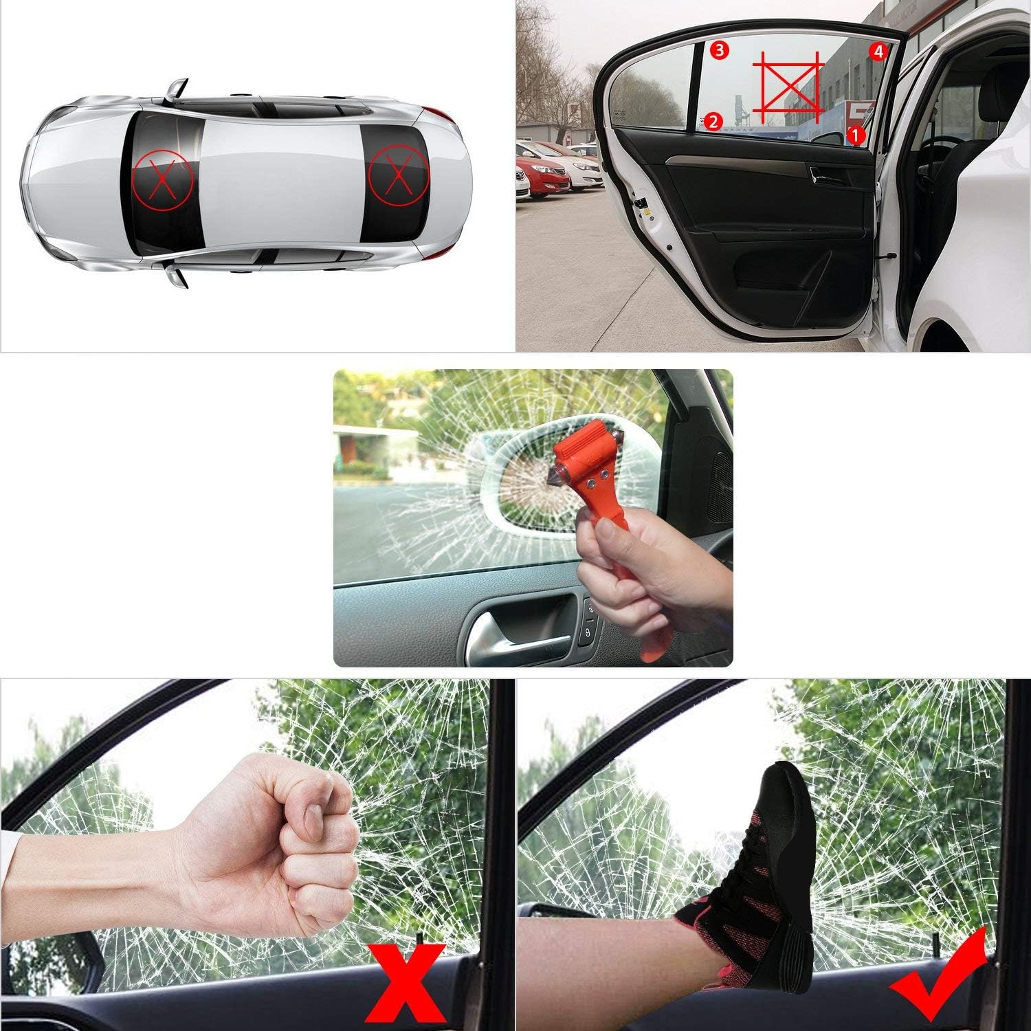 Car Safety Hammer Set Of 2 Emergency Escape Tool Auto Car Window Glass Hammer Breaker And Seat Belt Cutter - Image 8