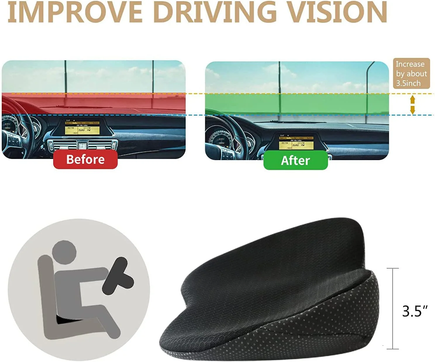 Car Seat Cushion for Shorter Drivers - Image 11
