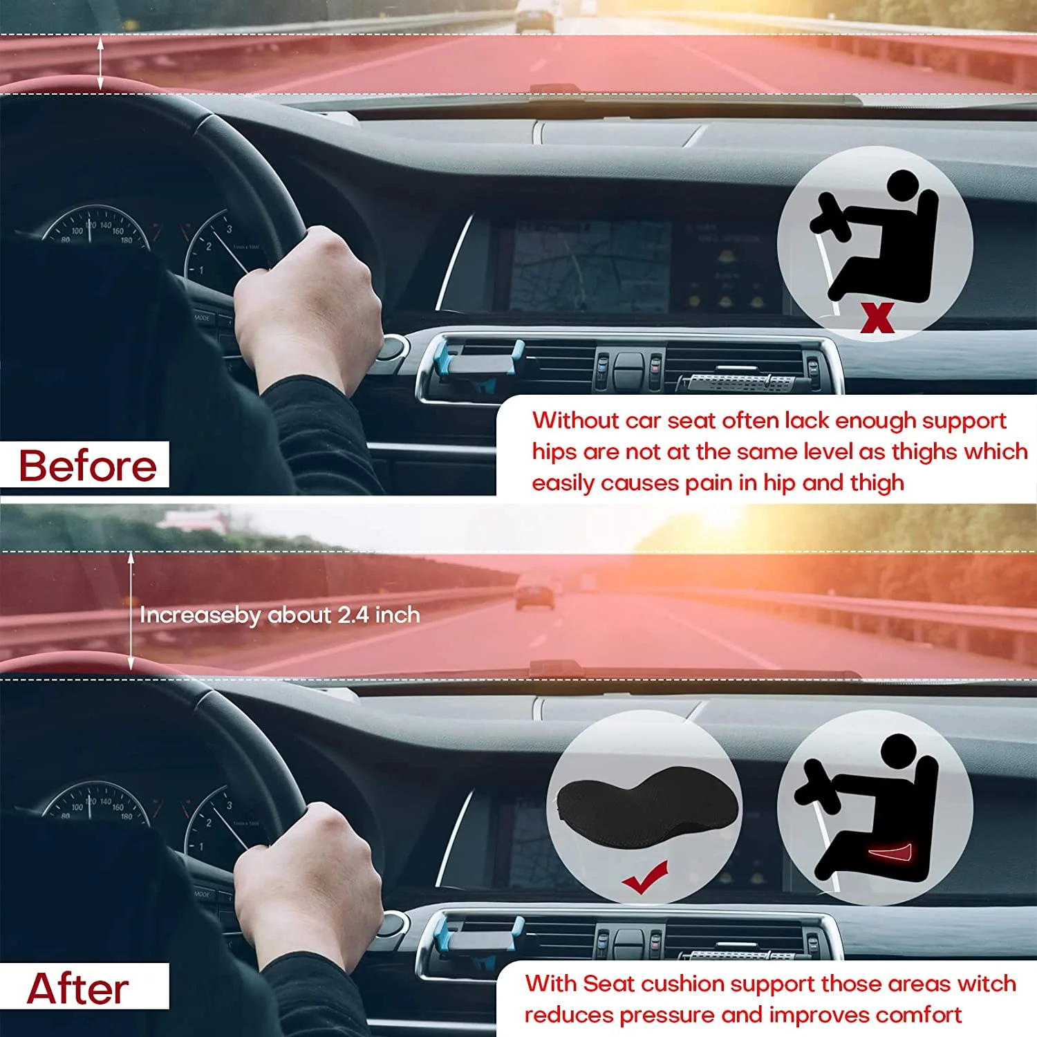 Car Seat Cushion for Shorter Drivers - Image 7