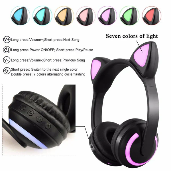 Cat Glowing Bluetooth Headphones - Image 2