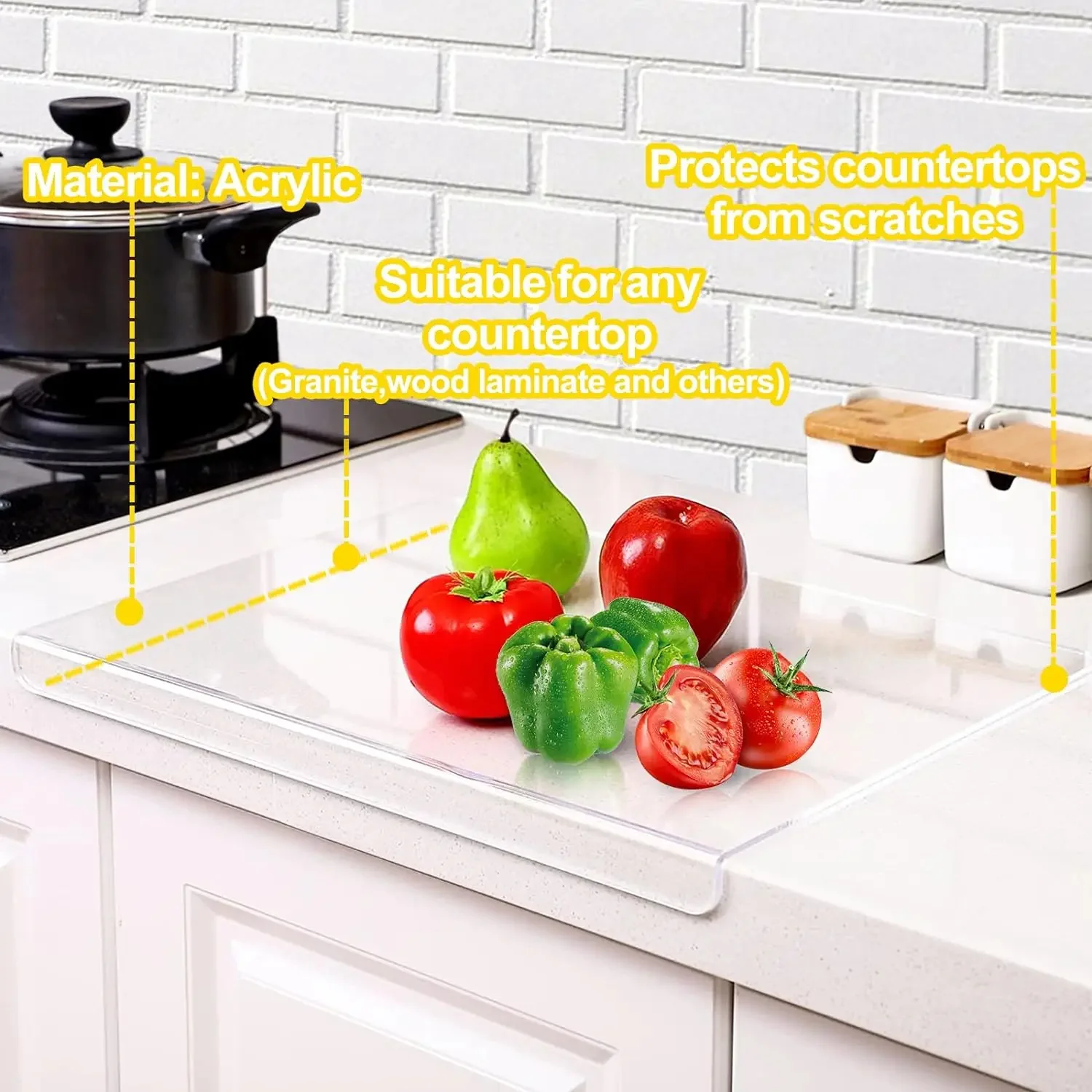 Clear Acrylic Cutting Board with Counter Lip - Image 3