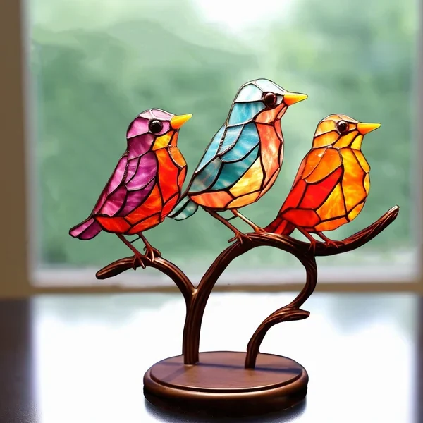 Colorful Birds on Branch Desktop Ornaments - Image 6