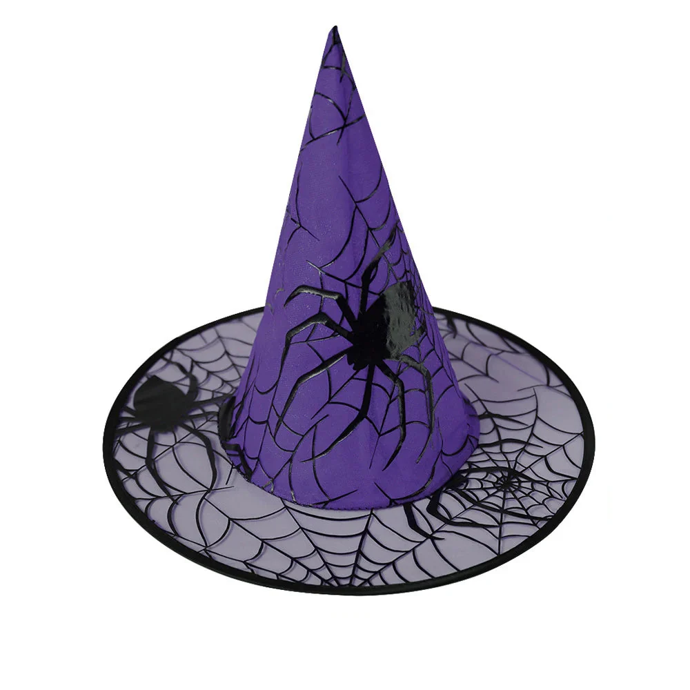 Colorful Spider Web Witch Hat Halloween Costume - Image 6