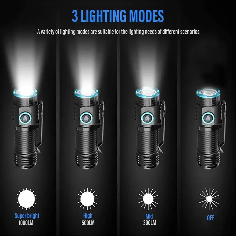 Compact Rechargeable Flashlight LED Torch - Image 2