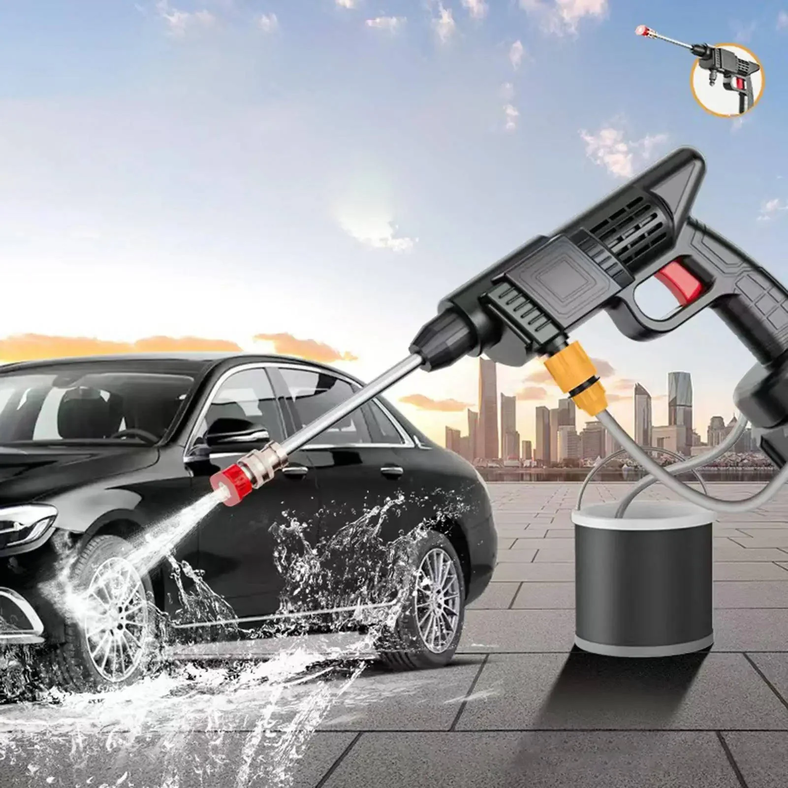Cordless Portable High Pressure Spray Water Gun Set | Ideal for Cleaning Cars, Patios & Garden Furniture - Image 2